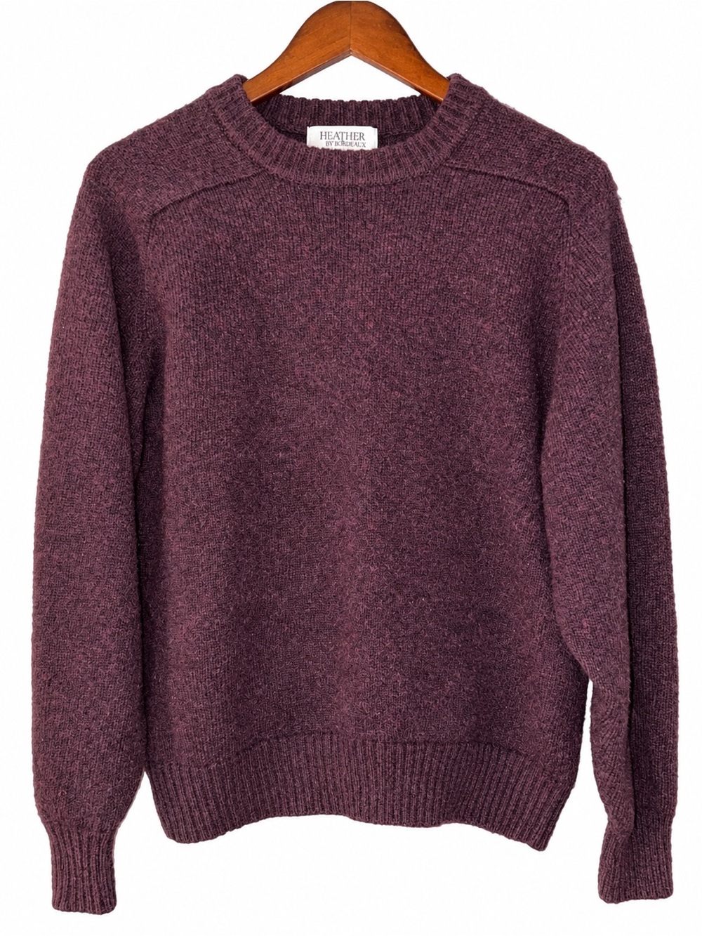 Heather & Tweed 100% Wool Sweater Purple Crewneck XL